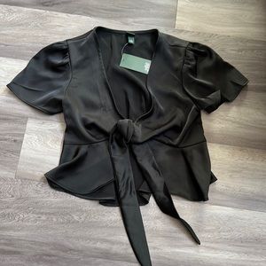 NWT Wild Fable Black Satin Top XS